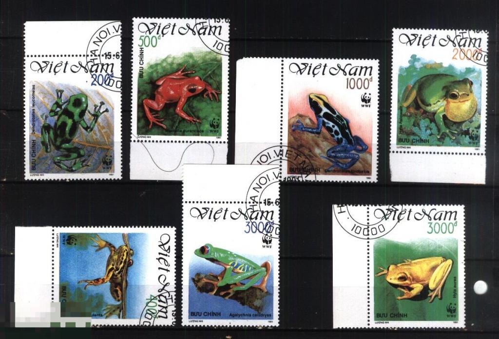 Вьетнам 1991 Mi#  2344 -2350  Земноводные WWF