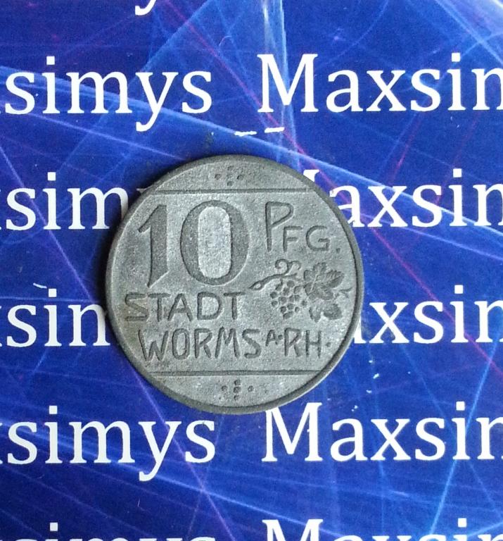 ВОРМС (WORMS) 10 ПФЕННИГОВ 1918  ..... UNC Нотгельд (ЦИНК)