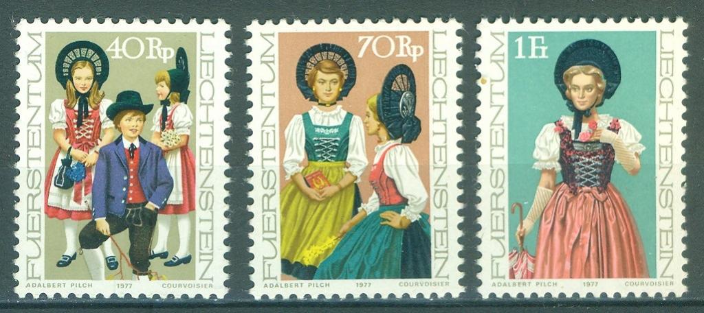 Лихтенштейн 1977 г. серия Этнография Детский Национальный костюм.  негашеная**