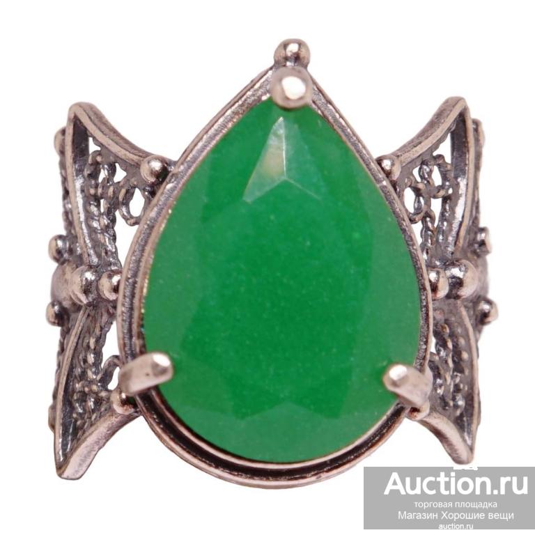 Кольцо ажурное хризопраз Р20.5 комплект посеребрение скань филигрань 745 Хорошие Вещи