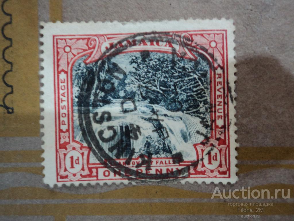Марки.Ямайка.1900 г.Стандарт.Ландшафт.Водопад Лландовери.Мi. # 21.