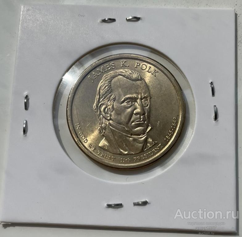 1 доллар 2009. США. 11-й президент Джеймс Нокс Полк, UNC, № 681