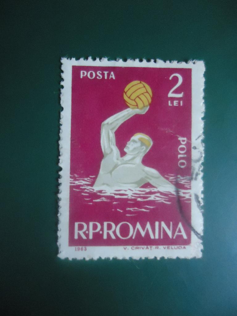 1963 г.  Румыния  гаш. с клеем.  тонкое место.