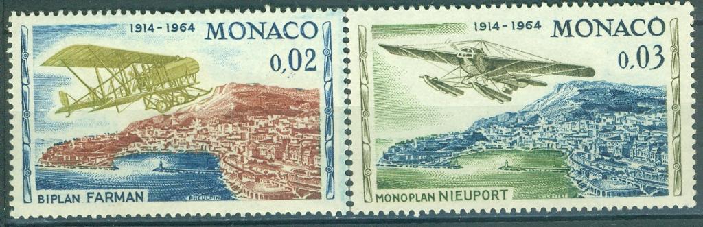 Монако 1964 г. пара из серии "История авиации" негашеная**