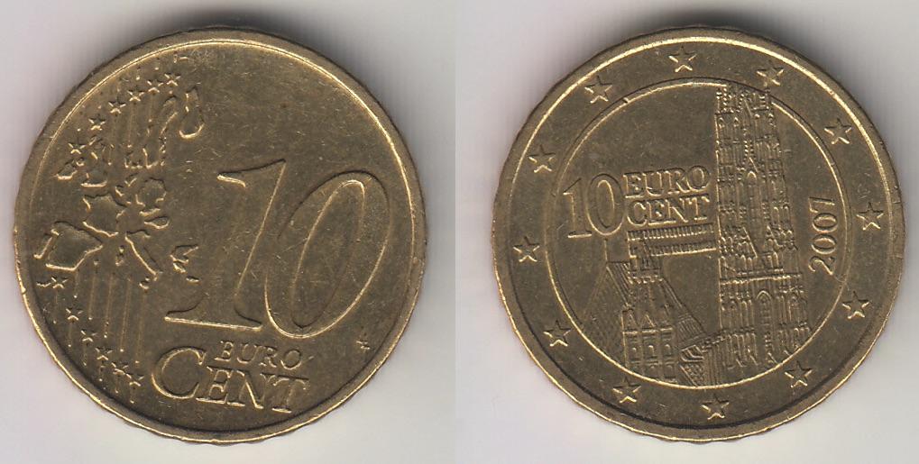 Австрия 10 центов 2007 М