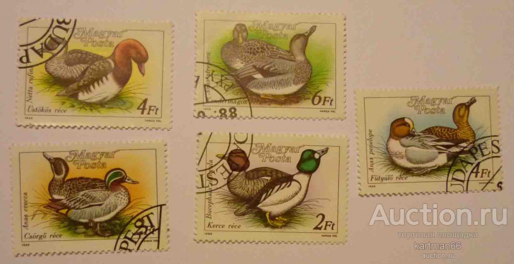 МАРКИ  ВЕНГРИЯ УТКИ 5 ШТ