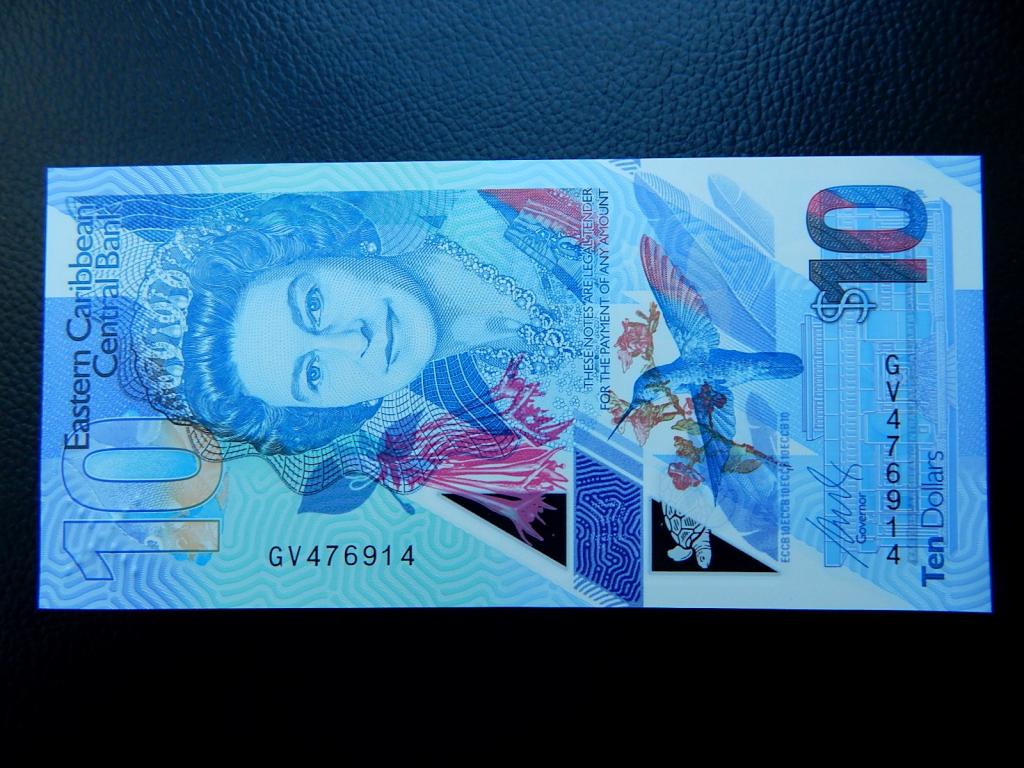 Бона 10 долларов 2019 года Восточные Карибы GV 476914 полимер UNC