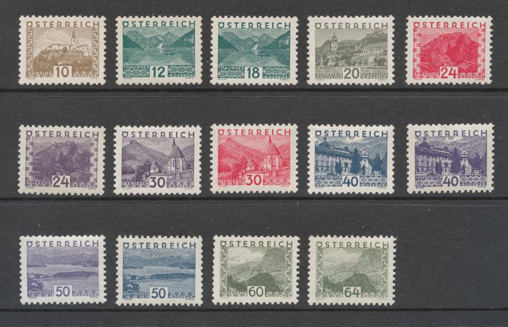 Австрия 1933 Mi# 530-43 СТАНДАРТ, ЛАНДШАФТЫ (см. описание!)