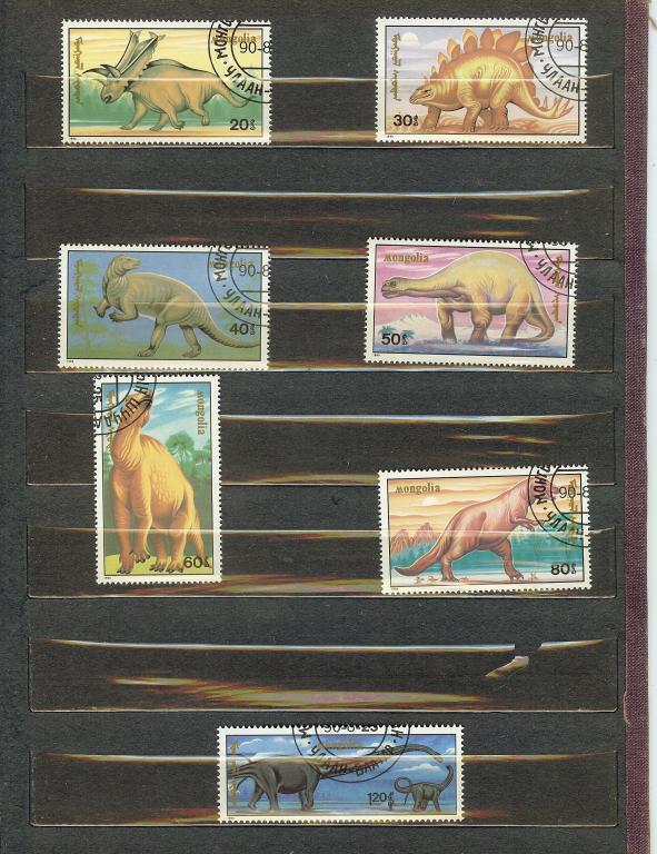 МОНГОЛИЯ 1990 год MI № 2166-2172, ФАУНА  млекопитающие доисторические животные ГАШЕНИЕ