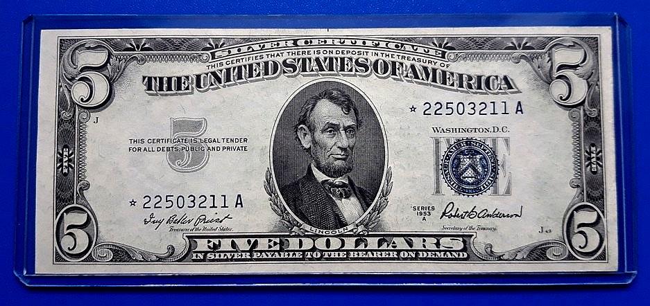 США 5 долларов 1953гA  Star  * 22503211 А