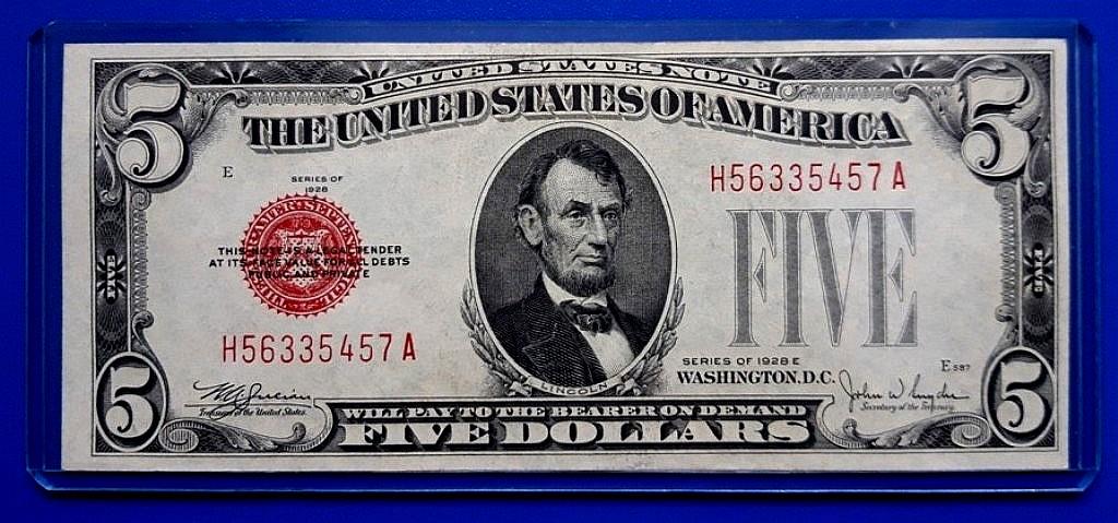 США 5 долларов 1928г E  .. H 56335457 A ...