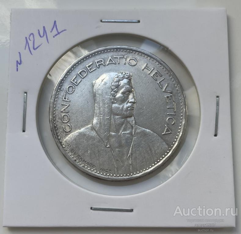 5 франков 1939 (B), Швейцария, Серебро, № 1241