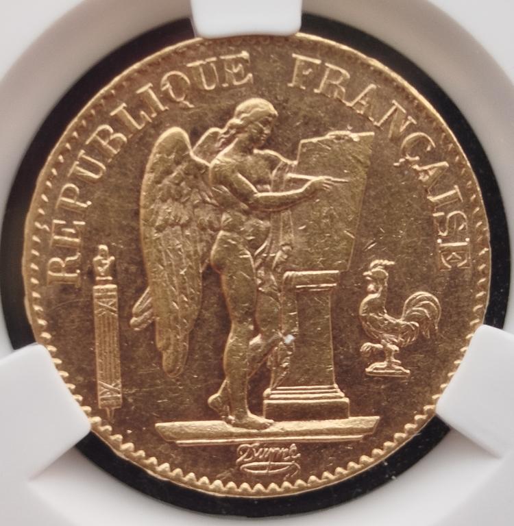 20 Франков 1890 г. Франция. Золото. Слаб CPRC . MS-61