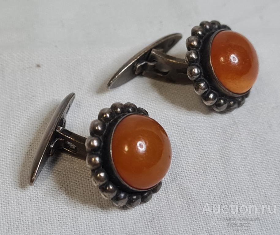 ЗАПОНКИ ЯНТАРЬ СЕРЕБРО 875 ПРОБА МОЛОТОБОЕЦ РЕДКИЕ СТАРЫЕ .... 48 41