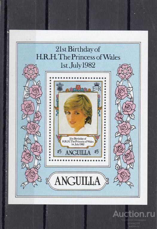 ANGUILLA АНГИЛЛА АНГИЛЬЯ  Принцесса Диана Блок 1982 Сост **  MNH