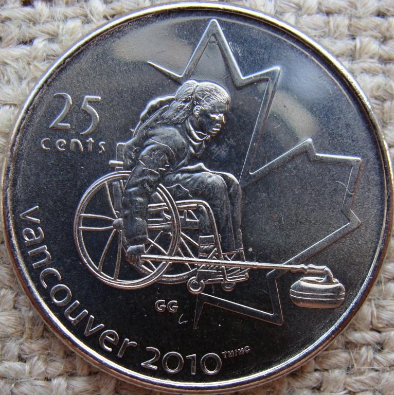 Канада 25 центов 2007 год. Ванкувер 2010 - Кёрлинг на колясках