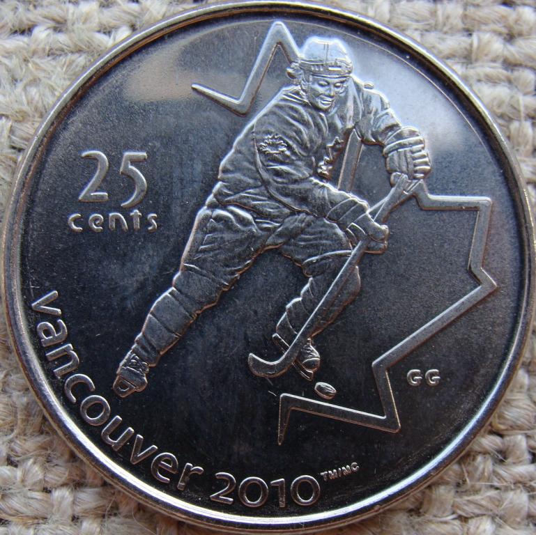 Канада 25 центов 2007 год. Ванкувер 2010 - Хоккей