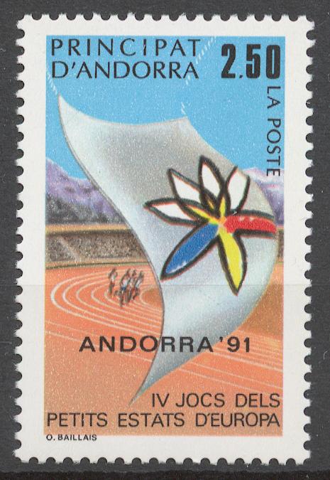 Андорра Французская 1991 Mi# 422** СПОРТИВНЫЕ ИГРЫ ЕВРОПЕЙСКИХ МАЛЫХ ГОСУДАРСТВ