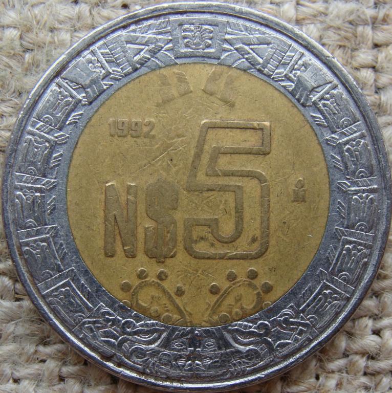 Мексика 5 новых песо 1992 год