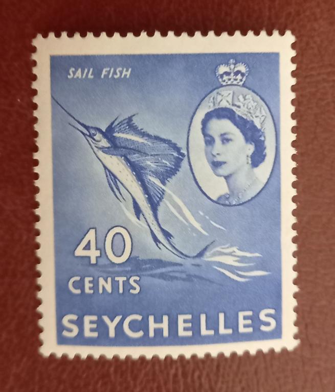 Сейшелы 1954 год Фауна Рыбы  Индо-Тихоокеанский парусник MNH