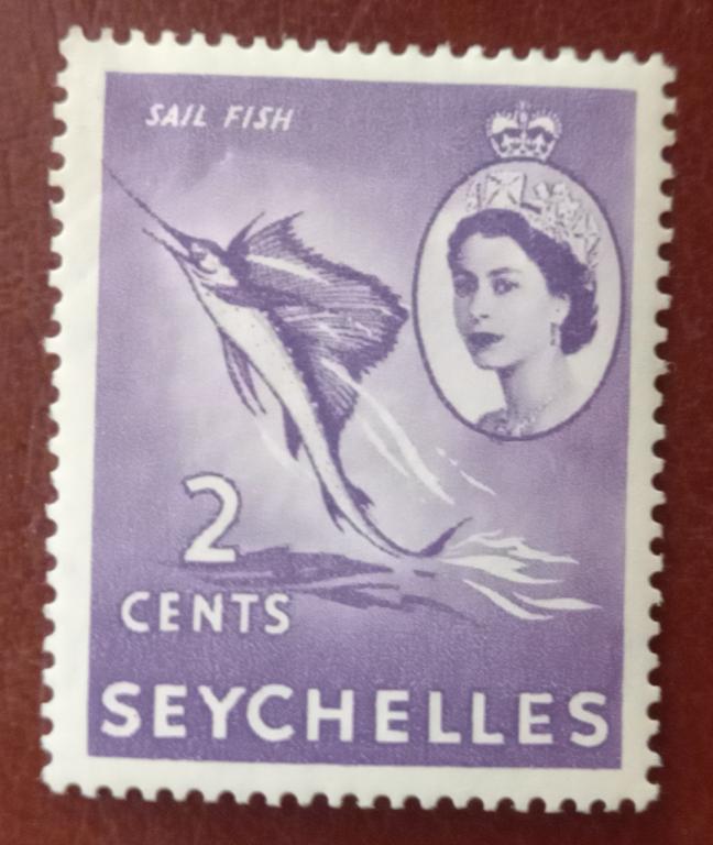 Сейшелы 1954 год Фауна Рыбы  Индо-Тихоокеанский парусник Чист