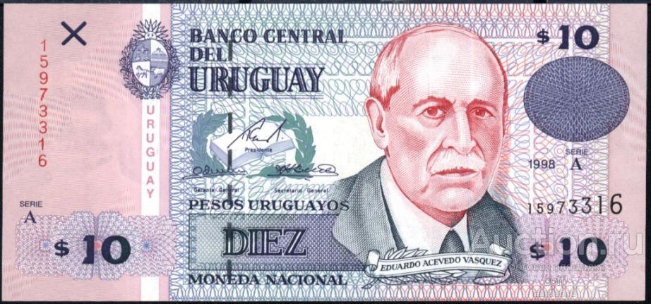 Уругвай P-81 10 Pesos 1998 UNC