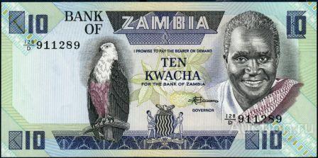 Замбия P-26e 10 Kwacha 1980 UNC