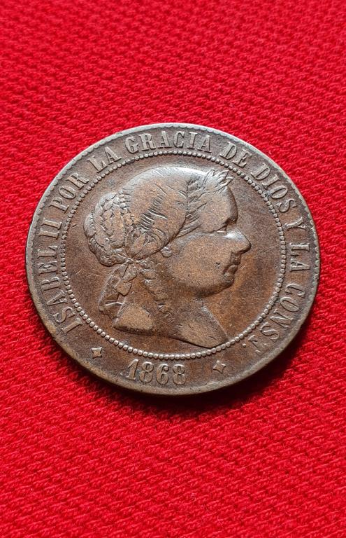 5 сентимо, 1868 год OM "4 - pointed star", королевство Испания