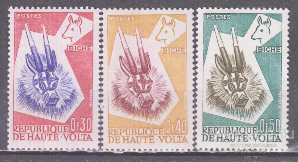 Верхняя Вольта 1960 маски животных Mi71-73 MNH