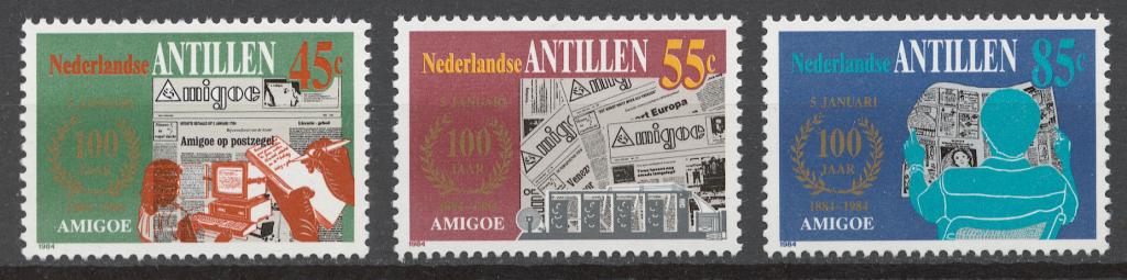 Антильские о-ва 1984 Mi# 513-15** 100 ЛЕТИЕ ГАЗЕТЫ AMIGOE DI CURACAO