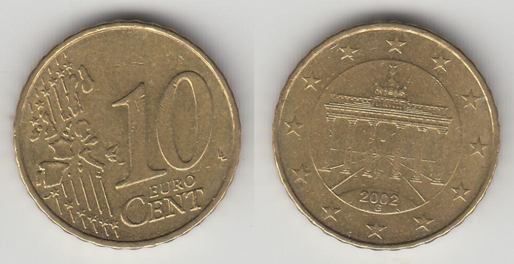 Германия 10 центов 2002 G М