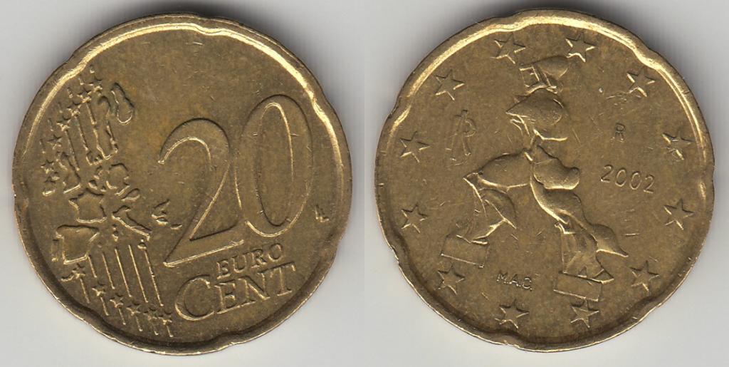 Италия 20 центов 2002 М