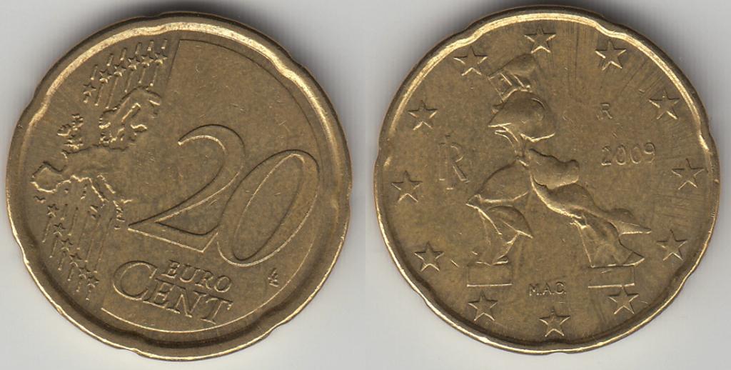 Италия 20 центов 2009 М