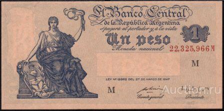 Аргентина P-257 1 Peso 1947 UNC