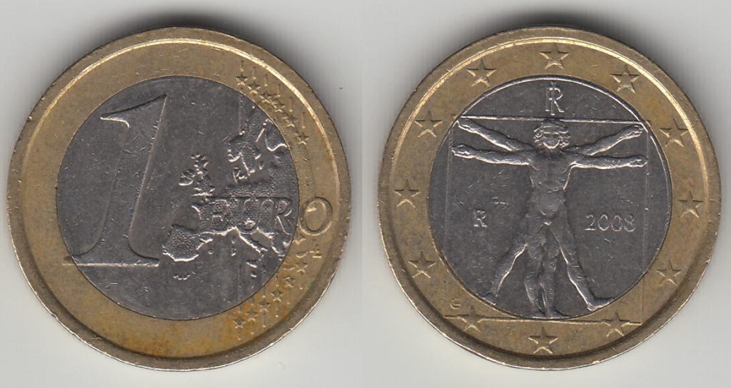 Италия 1 евро 2008 М
