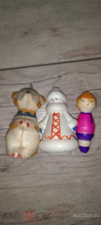 Ёлочная игрушка Медведь Снегурочка Мальчик Пенопласт СССР