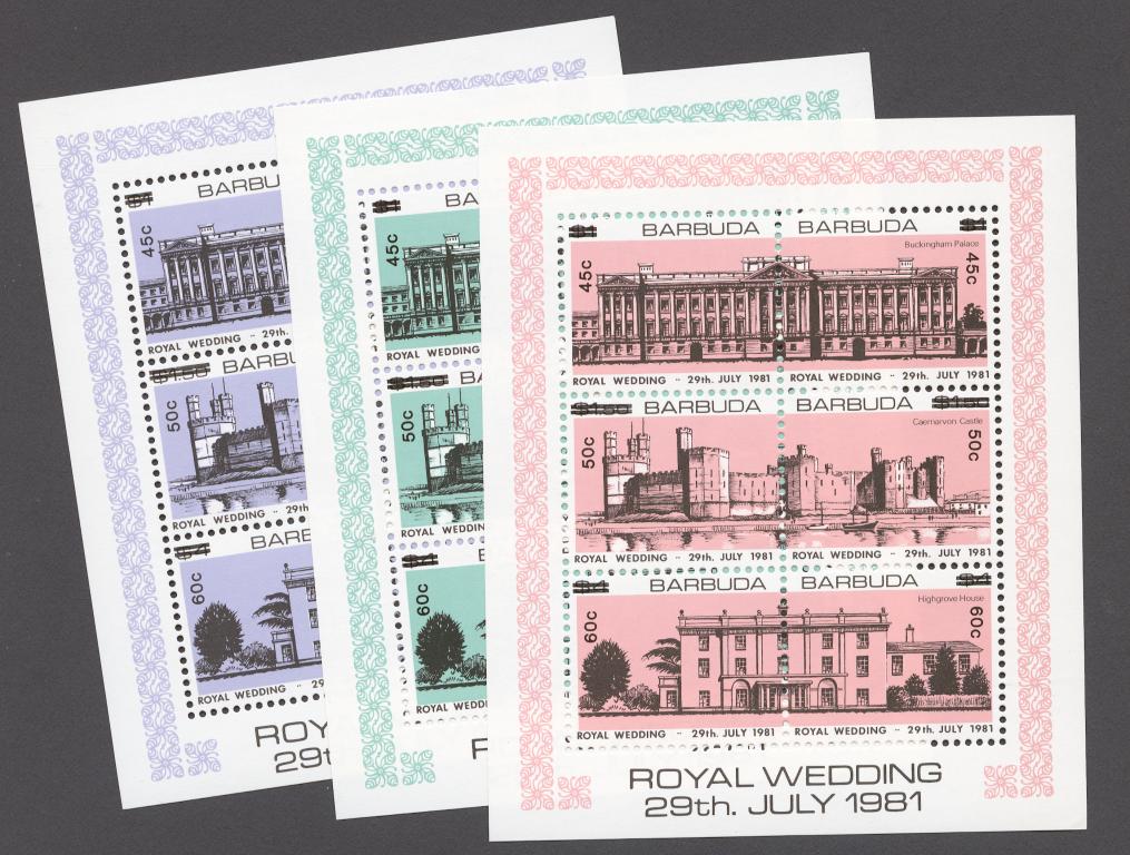 Барбуда 1983 Mi# Бл.78-80** СТАНДАРТ, БУКИНГЕМСКИЙ ДВОРЕЦ