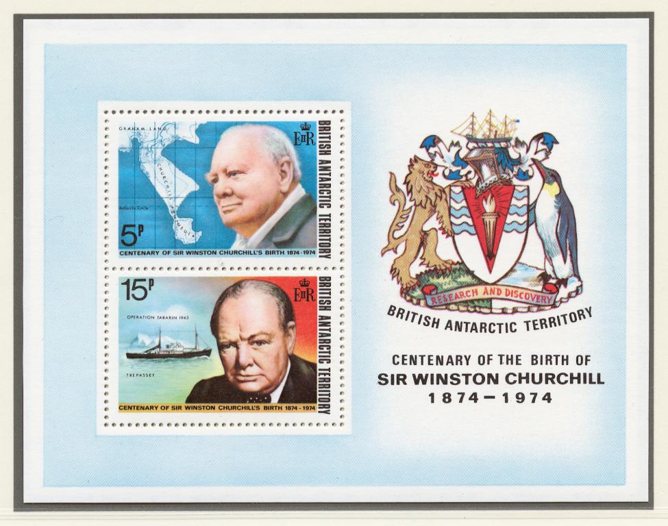 БАТ 1974 Mi# Бл.1** УИНСТОН ЧЕРЧИЛЛЬ, ГЕРБ