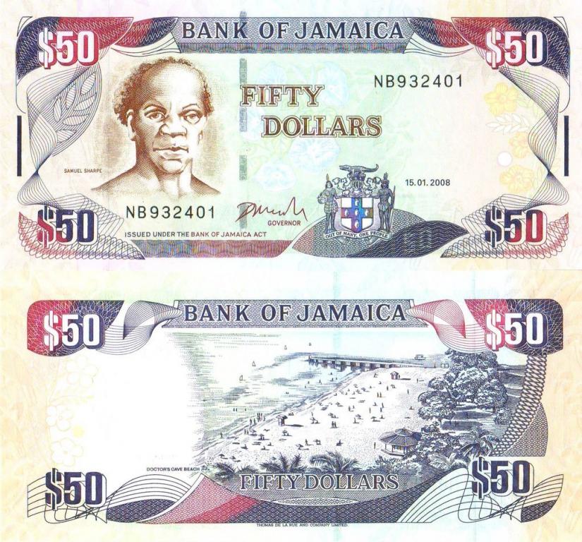 Ямайка 50 долларов 2008 P83c пресс unc