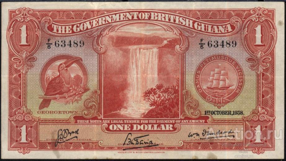 Британская Гвиана P-12b 1 Dollar 1938 VF