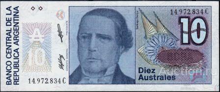 Аргентина P-325b 10 Australes 1985 UNC