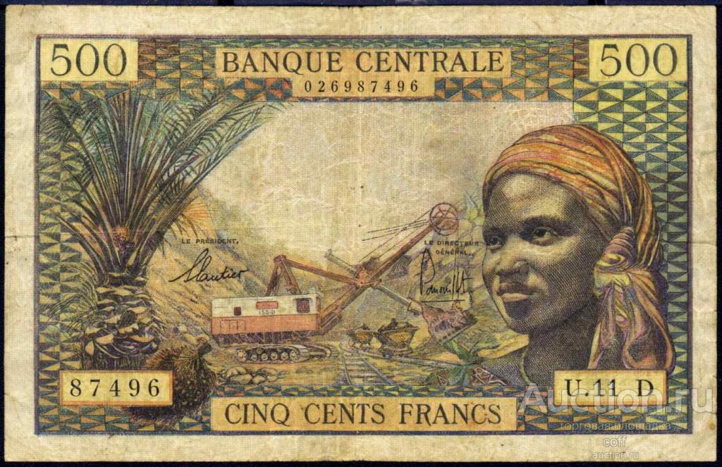 Экваториальные Африканские штаты (D) Габон P-4h 500 Francs 1963 VF