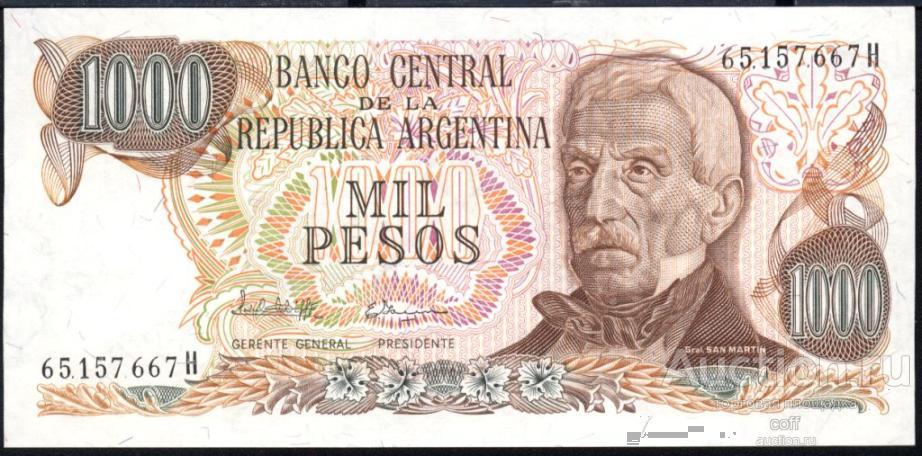 Аргентина P-304c 1000 Pesos 1977 UNC