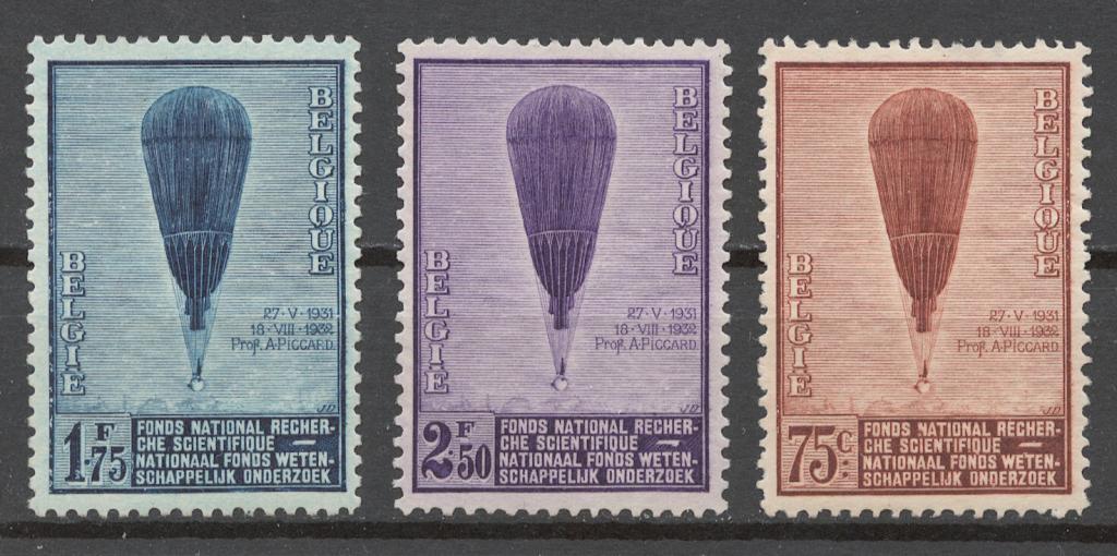 Бельгия 1932 Mi# 344-46 (**) СТРАТОСТАТ (см. описание)