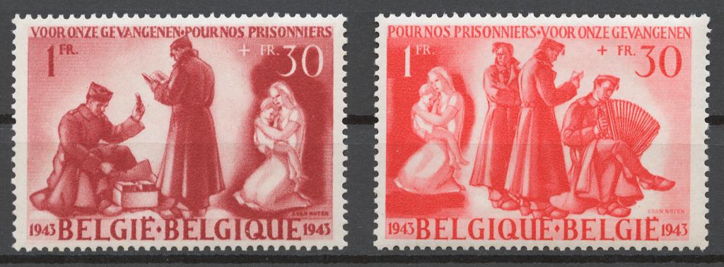 Бельгия 1943 Mi# 626-27** В ПОМОЩЬ ВОЕННОПЛЕННЫМ
