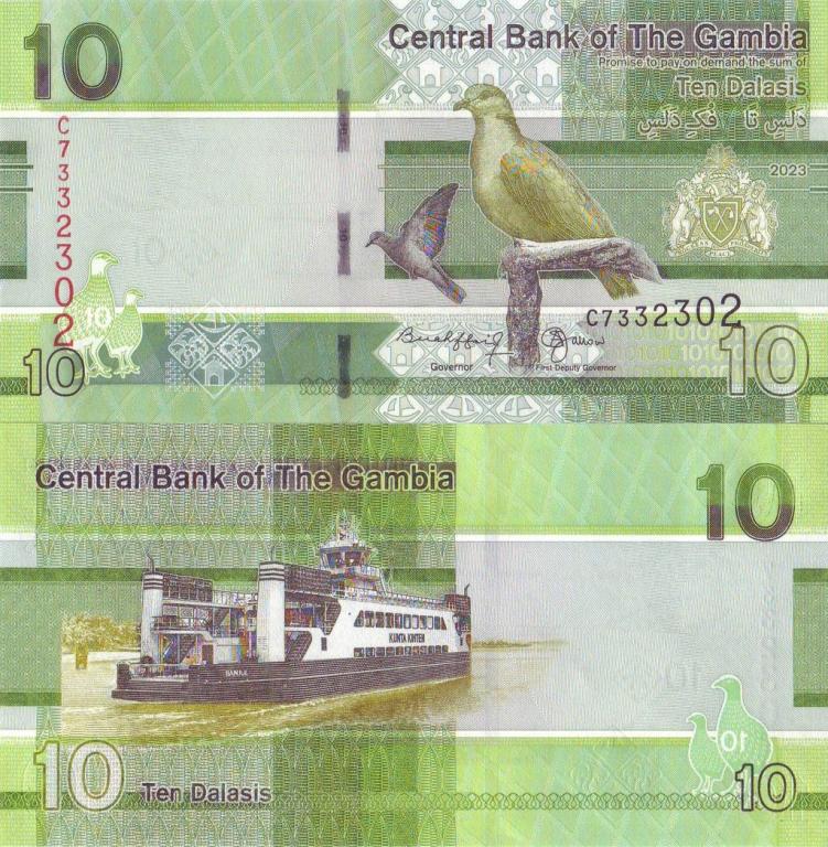 Гамбия 10 даласи 2023 P38c пресс unc