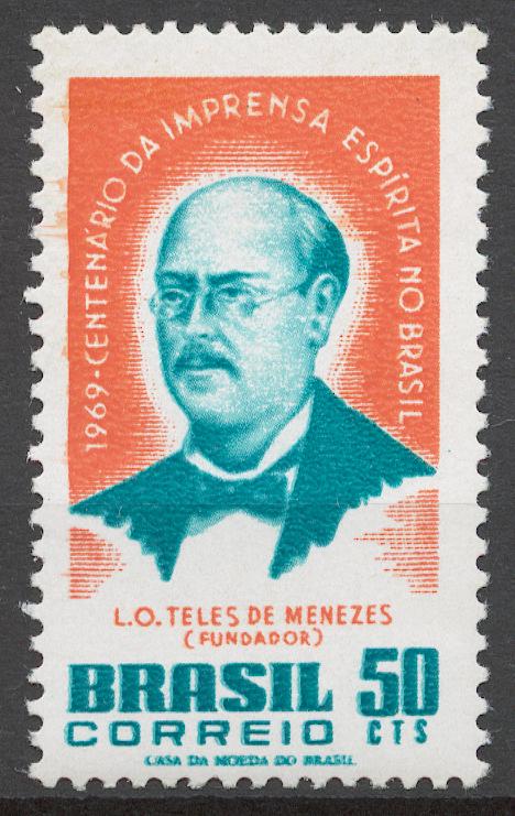 Бразилия 1969 Mi# 1221** 100 ЛЕТ СПИРИТИЧЕСКОЙ ПРЕССЫ В БРАЗИЛИИ
