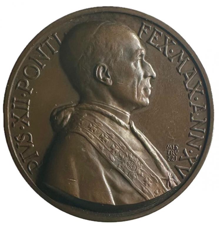 Ватикан Медаль Бронза 1958 год Pius XII (v. Mistruzii) UNC Очень Редкая!