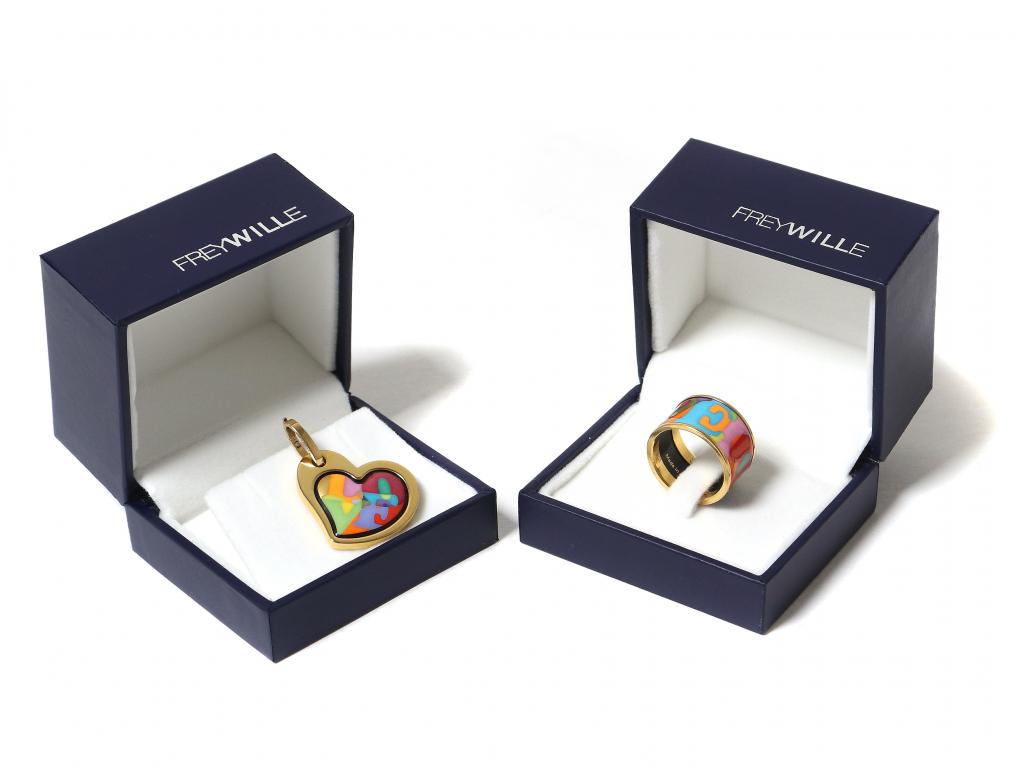 Кольцо и кулон, позолоченная сталь, эмаль. Австрия, Freywillе.