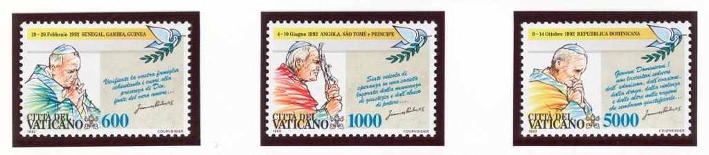 Ватикан 1993 Mi# 1101-03** ПУТЕШЕСТВИЯ ПАПЫ ИОАННА ПАВЛА II